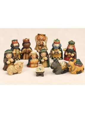 Vintage Christmas Nativity Set 11 Pcs Holy Family Manger Scene 1990s